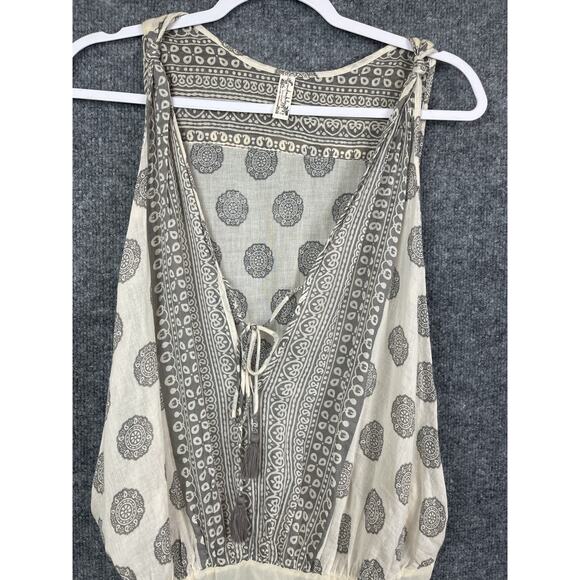 Free People Tan Brown Sleeveless Open Side Sheer Tie Accent Bodysuit Size M - Picture 3 of 11